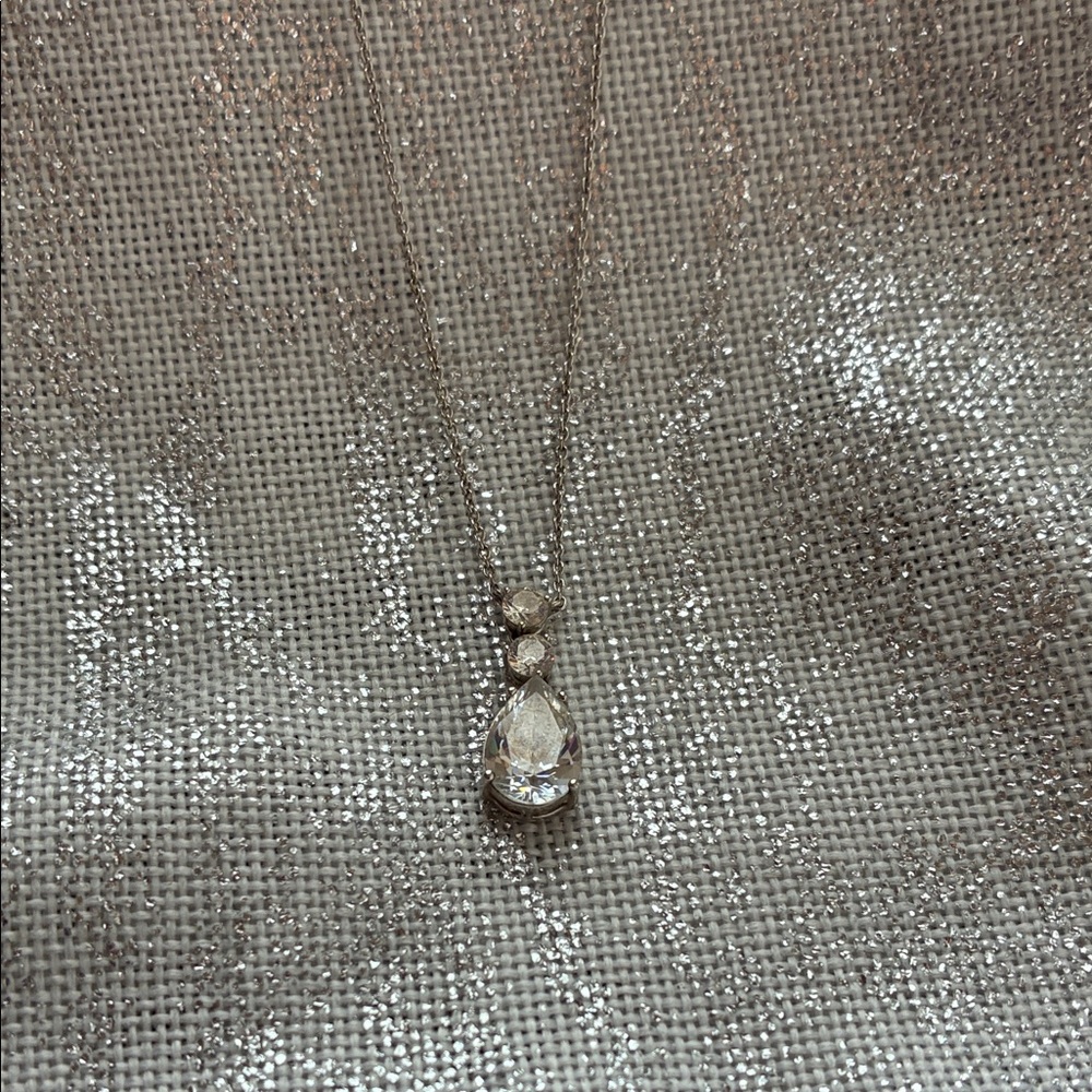 Nadri Silver Teardrop Pendant Necklace